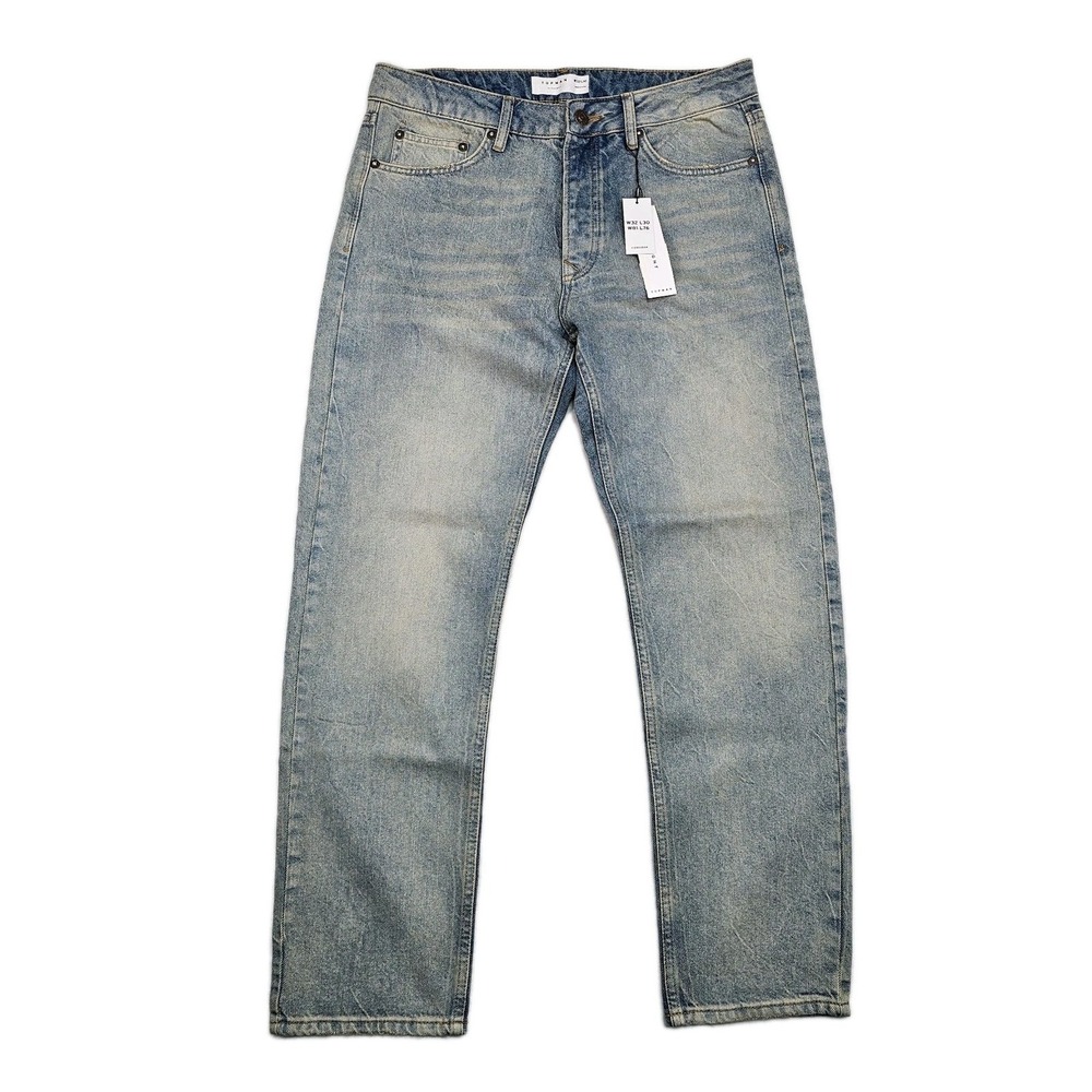 NWT Topman Jeans Men's 32x29 Denim Straight Distressed Button Fly 100% Cotton